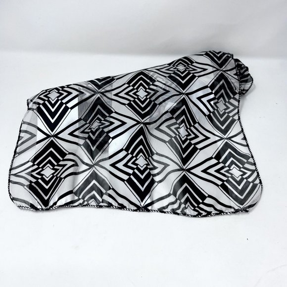 Womens Vintage Black & White Silky Stripe Geometric Star‎ Design Polyester Korea - Picture 8 of 8
